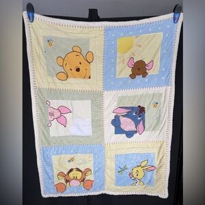 Disney Winnie the Pooh Patchwork Plush Throw - Yellow, Blue, Pink, Cream